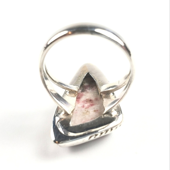 Sterling Silver Rare Cinnabar Triangle Ring Size 7.5 - Picture 12 of 14